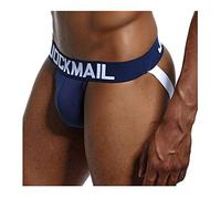 Sexy Mens Jock Straps Underwear Cotton Sexy Jocks Bikini G-Strings Men Thongs Male Briefs Gay Underwear Thongs 6 Colors (XXL, Navy)