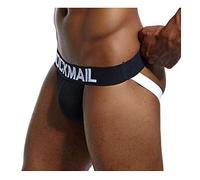 Sexy Mens Jock Straps Underwear Cotton Sexy Jocks Bikini G-Strings Men Thongs Male Briefs Gay Underwear Thongs 6 Colors (L, Black)