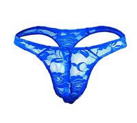 Sexy Men's Sheer Floral Lace G-String Thong Sissy Bulge Pouch Panties Low Waist Bikini Briefs T-back Underwear Crossdress Males Girly Underpants Erotic Lingerie Thong Panties G-String Bikini Briefs