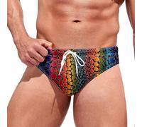 Sexy Men's Swim Briefs Swimsuits Board Surf Swim Trunks Low Rise Bikini Bottom Swimwear Brief with Drawstrings Printed Swimming Briefs Summer Swimming Costume Beach Shorts (Orange, XXL)