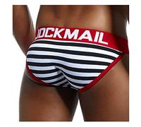 Sexy Mens Underwear Briefs Sexy Bikini Mens Briefs Cotton Mens Striped Briefs Panties Male Underwear Hot (M, Red)