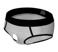 Sexy Men's Underwear Cotton Briefs Featuring Front O-For Ring Support Pouch, Breathable Solid Colour Trunk Shorts, Comfortable Spandex Material for Daily Use in(XL Gray)