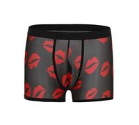 Sexy Mens Underwear Mens Sheer Underwear Ultra Thin Mesh Boxers Hot Red Lips Boxer Briefs Light Sheer Nude Boxers Sexy Hip Lifting Low Waist Brief Breathable Beach Bikini Brief Comfort Stretch