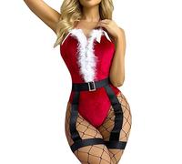 Sexy Mrs Claus Costume Women Naughty Sexy Santa Babydoll Underwear Female Sexy Lingerie for Women Sets Secret Santa Gifts Chemises & Negligees Christmas Outfits for Women (Red, XL)