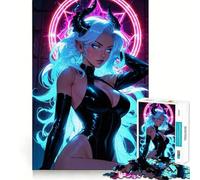 Sexy Neon Anime Devil Girl 1000 Piece Jigsaw Puzzle for Teenagers Mind Game Toy Stress Release Neat Cut Artistic Gift 38x26cm