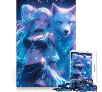 Sexy Neon Girl And Wolf 1000 Piece Jigsaw Puzzles for Adults Jigsaw Logic Toy Indoor Play Precision Cut Cherished Gift 50x75cm