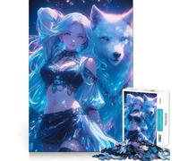 Sexy Neon Girl And Wolf Jigsaw Puzzles 1000 Pieces for Teenagers Memory Upgrade Relaxing Fun Sharp Cut Art Collection Piece 38x52cm