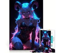 Sexy Neon Succubus 1000 Piece Jigsaw Puzzle for Teenagers Recall Upgrade Calm Mind Clear Cut Art Collectible 38x26cm