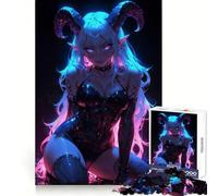 Sexy Neon Succubus for Adults 1000 Piece Puzzle Mind Exercise Toy Gentle Leisure Design Assembly Seasonal Gift 38x52cm