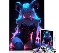 Sexy Neon Succubus Jigsaw Puzzles 1000 Pieces for Teenagers Boost Memory And Cognitive Function Calm Peaceful Leisure Activity (50X75cm)