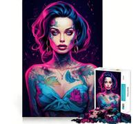 Sexy Neon Witch Jigsaw Puzzles 1000 Pieces for Teenagers Smart Toy Home Pastime Accurate Cut Thoughtful Gift 38x26cm