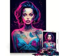 Sexy Neon Witch Puzzles for Adults 1000 Pieces Strengthen Memory Stress Relief Smooth Edge Heartfelt Gift 38x52cm