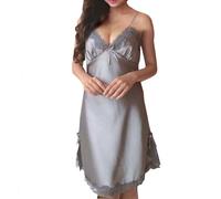 Sexy Nightdresses for Petite Womens Sexy Negligees Satin Silk Lace Trim V-Neck Nightdress Slip Dress Negligee Nighties Comfy Soft V Neck Short Nightdress Bedroom Dresses Grey