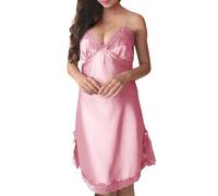 Sexy Nightdresses for Petite Womens Sexy Negligees Satin Silk Lace Trim V-Neck Nightdress Slip Dress Negligee Nighties Comfy Soft V Neck Short Nightdress Bedroom Dresses Pink