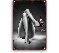 Sexy Nude Art Wall Decor Vintage Metal Tin Signs-Pinup Girl Posters Funny Retro Sign-Wine And Hot Women Bathroom Quotes Plaque,Decorations For Bars Pubs Man Cave Garage Cafes Veterans Club Gifts 12x8