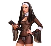 Sexy Nun Costume The Nun Cosplay Lingerie Anime Roleplay Costume Mesh See Through Fancy Dress Halloween Club Rave Outfits