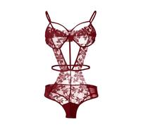 Sexy One Piece Lingerie for Women UK V Neck Backless Bodysuits Floral Lace High Cut Playsuits Ladies Erotic Outfits UK Nightwear Nighties Negligees Chemise for the Bedroom
