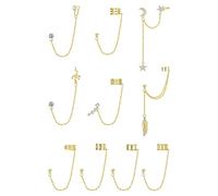 Sexy outfit 10Pcs Ear Cuff Chain for Women Snake Feather Ear Cuff Moon Star Ear Climber Helix Cartilage Crawler Tassel Chain Ear Cuff for Women Girls