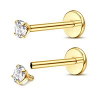 Sexy outfit 2Pcs G23 Titanium Labret Piercing Jewellery Lip Bar Internally Threaded Medusa Piercing Nose Stud Nose Piercing Cartilage Piercing Studs Silver Gold Tragus Helix Piercing Jewellery
