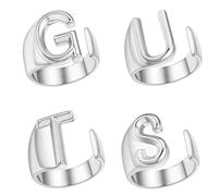 Sexy outfit Letter G U T S Rings,Creative Adjustable Ring,Fashion Copper Rings Set,Album World Tour Inspiration Male and Female Fans Gift(Silver Four Piece Set)
