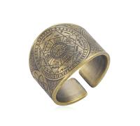 Sexy outfit Seven Archangels Retro Style Solomon Seven Pointed Star Magic Circle Men's Bronze Stainless Steel Guard Ring, Trendy Accessories, Jewelry Gifts (Size 8, Adjustable Opening)