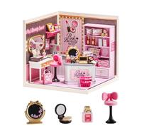 Sexy outfit Super Creator Pink Beauty Store, DIY Miniature House Kit with Light, Plastic Doll House Furniture Kit without Glue, Model Building Kit for Adults & Teens, Creative Hobby Gift for Girls