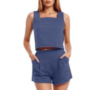 Sexy Outfit - Two Piece Sets Shorts And Crop Tops Matching Trendy Clothing