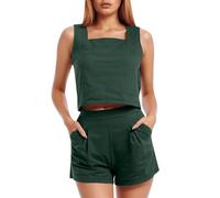 Sexy Outfit - Two Piece Sets Shorts And Crop Tops Matching Trendy Clothing