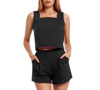 Sexy Outfit - Two Piece Sets Shorts And Crop Tops Matching Trendy Clothing