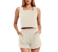 Sexy Outfit - Two Piece Sets Shorts And Crop Tops Matching Trendy Clothing