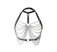 Sexy Outfit Women's Punk PU Multilayer Chain Bra Chain Metal Body Chain La Finesse Lingerie String, one size, Alloy
