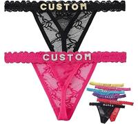 Sexy Personalised Thong With Name Rhinestone Silver/Gold Letters, Custom Thong Set For Women Letter Lace Panties, Personality Hotwife Lingerie, One Size