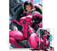 Sexy Pink Astronaut Girl 1000 Pieces Jigsaws Adults Puzzles Mind Exercise Toy Shared Fun Precision Cut Art Display 50x75cm