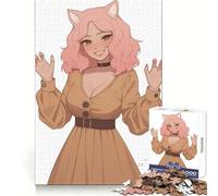 Sexy Pink Hair Cat Girl 1000 Piece Jigsaw Puzzles for Adults Memory Boost Family Joy Pattern Assembly Santa Wish Pick 50x75cm