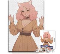 Sexy Pink Hair Cat Girl Jigsaw Puzzle 1000 Cognitive Development Fun Game Special Thoughtful Celebration Present Size 50x75cm