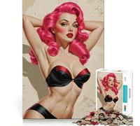 Sexy Pink Haired Pin-up Illustration Jigsaw Puzzle for Adults 1000 Pieces Mind Exercise Toy Together Fun Precision Cut Unique Gift 38x52cm