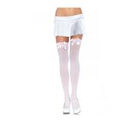 Leg Avenue Nylon Thigh Highs with Bow (Light Pink)