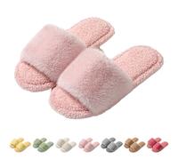 Sexy Plain Plush, Comfortable Fluffy Cotton Shoes, Fluffy Slippers for Women, Memory Foam Plush Slippers, Non-Slip Open Toe Slippers, Soft Plush, Lightweight, Breathable, pink, 6 UK