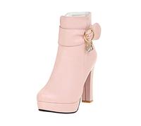 Sexy Platform High Heel Ankle Boots For Women Stylish Thick Sole Fashion Footwear Comfortable Party Shoes (Red, 4.50)