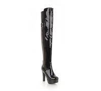 Sexy Platform Thigh High Boots for Women, High Gloss Patent Leather Over the Knee Boots, Comfort Block Heel Nightclub Party Stage Performance Costume Shoes