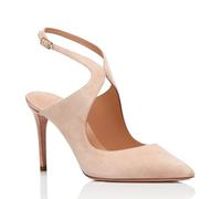 Sexy Pointed Toe Ankle Strap High Heel Pumps for Women's, Slingback Closed Toe Party Stiletto Heel Dress Shoes Nude Suede Mid Sandals for Wedding Office Daily Wear,12 UK