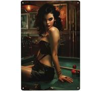 Sexy Pool Girl Lazily Leaning Against Pool Table,American Pool Hall Decor,Vintage Pool Hall Puzzle Tin Sign, Pool Girl Puzzle Poster ._1000pcs