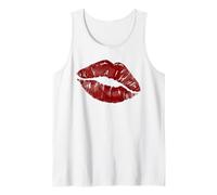 Sexy Red Hot Moist Lips Print Lipstick Kiss Me Clip Art Tank Top