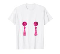 Sexy Retro Burlesque Pink Stripper Tassel Pasties Bachelor Value Graphic T-Shirt, Men, White, M