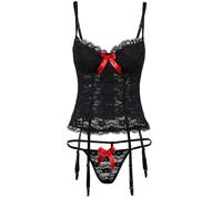 Sexy Role Play Lingerie Set for Women 2 Piece Sheer Mesh One-Shoulder Three-Piece Outfit Couples Foreplay Nightwear Naughty Bedroom Costume for Valentine's Day (Black, M)