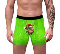 Sexy Santa Outfit- Sexy Underwear for Man- Boxers Reindeer Snowflake Santa Claus Printed 3d Novelty Xmas Underpants Breathable Comfortable Retro Underwear Loose Festive Costumes Plus Size Soft