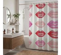 Sexy Shower Curtain 120x150cm Polyester Fabric Bath Curtains Waterproof Machine Washable Quick-Drying Bathroom Curtains Weighted Hem Hooks Rings Bathtub Wet Room Accessories (Red Lips) ZO-849
