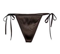 Sexy Silk Spandex Women's Low Rise Side Tie Thong 029 Dark Coffee