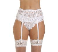 Sexy Silky Black Red or White Wide Lace Suspender Belt Small Medium Large Extra Large FREE DELIVERY SAME DAY DISPATCH ON ORDERS PLACED BEFORE 2PM! (Large, White)