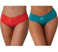 Sexy Silky Knickers Briefs Green Red Floral Lace Size 8 10 12 14 16 18 20 22 XL (UK, Numeric, 12, 14, Regular, Regular, Red)